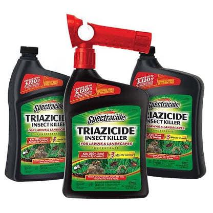 Spectracide Triazicide Insect Killer for Lawns and Landscapes Concentrate 32 Ounces, QuickFlip Hose-End Sprayer, 3 Pack