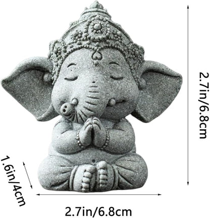 livelyfish Small Elephant Statue Sandstone Figurine Hindu Meditation Buddha Sculpture for Fish Tank Aquarium Decoration (B)