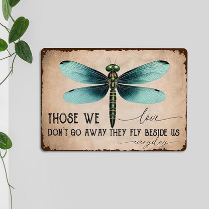 mmiishe Vintage Metal Garden Signs Plant Accessories Dragonfly Gifts for Women Men Gardeners Rustic Metal Wall Art for Home Gate Garden Cafes Patio Porch 8x12 Inches Birthday Anniversary Decoration