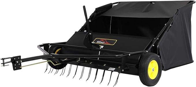 Brinly STS-42BHDK-A 40" Tow-Behind Lawn Sweeper with Dethatcher and Hamper Windscreen