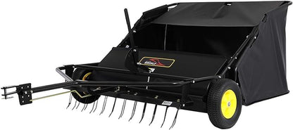 Brinly STS-42BHDK-A 40" Tow-Behind Lawn Sweeper with Dethatcher and Hamper Windscreen