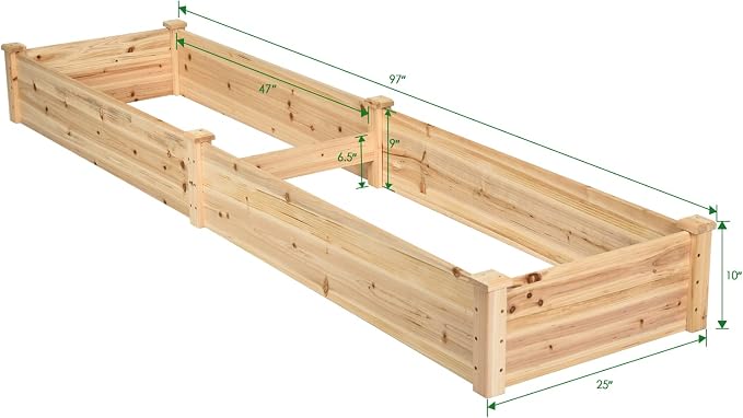 Giantex Raised Garden Bed Planter, Wooden Elevated Vegetable Planter Kit Box Grow for Patio Deck Balcony Outdoor Gardening, Natural
