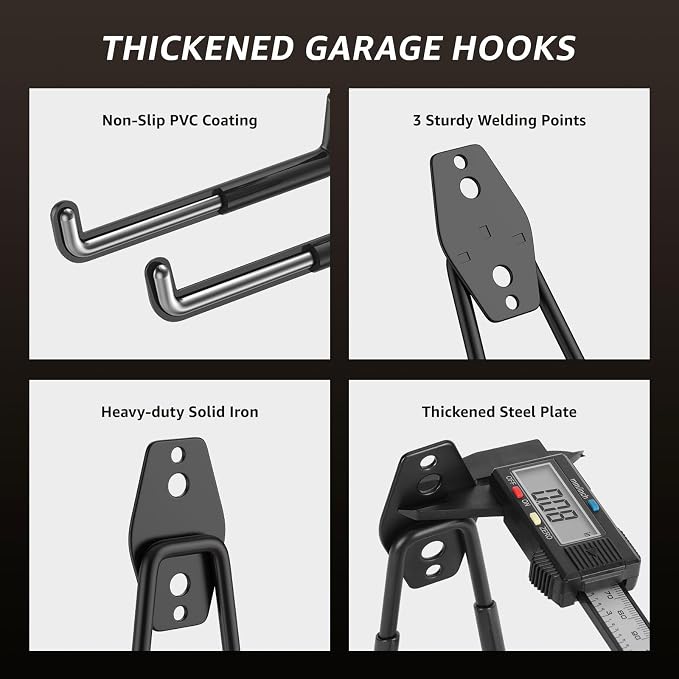 Heavy Duty Garage Hooks for Storage & Hanging Items, 20-Pack | for Hanging Bikes, Hoses, Ladders, Ropes, Garden Tools; for Garage, Warehouse, Yard, Shed