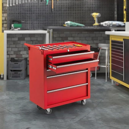 Rolling Tool Chest, 5 Drawers Tool Storage Cabinet with Wheels, Portable Tool Cabinet Organizer with Locking System & Drawer Liners,Universal Lockable Wheels, Tool Storage Cart for Garage, Workshop
