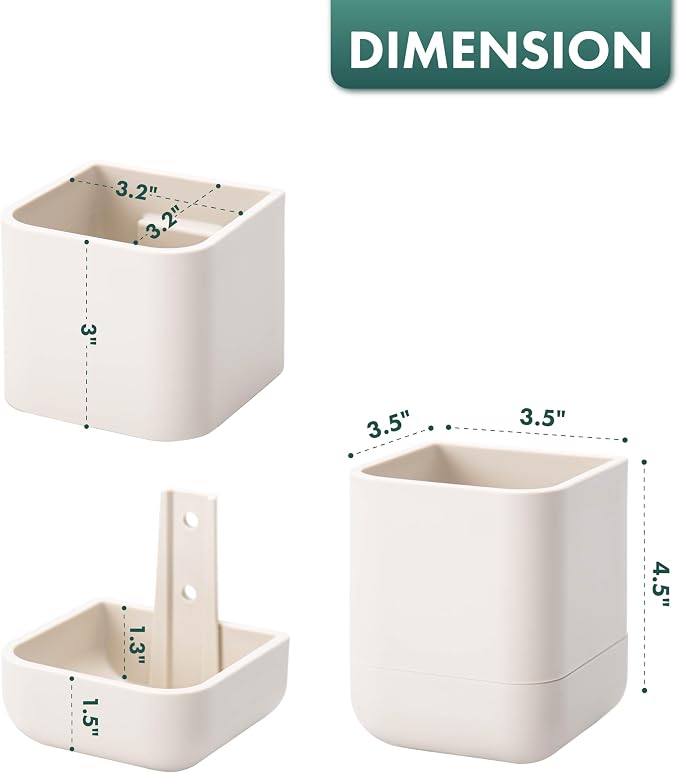 Phoenix Vine 3.5 Inch Wall Mounted Self-Watering Planter Pot for Indoor Houseplants and Herbs | Hanging Planter for Window Sills, Bathroom Walls, Home & Office Décor, Oatmeal, Set of 2, 01-A-G-2