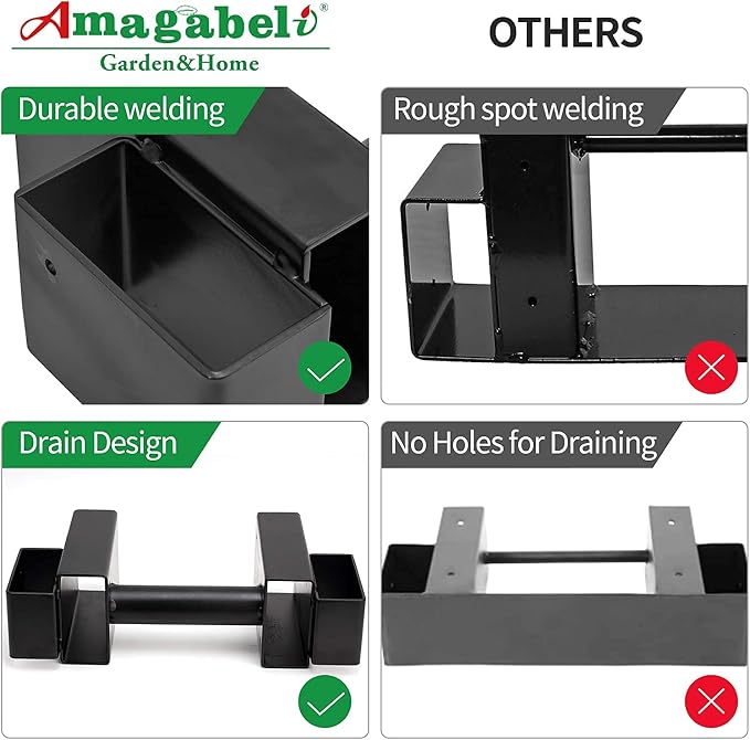 AMAGABELI GARDEN & HOME Set of 2pack Firewood Rack Brackets Outdoor Heavy Fireplace Wood Storage Holder Kit Adjustable to Any Length Height Fireplace Lumber Wood Rack Pile Stacker Steel Black