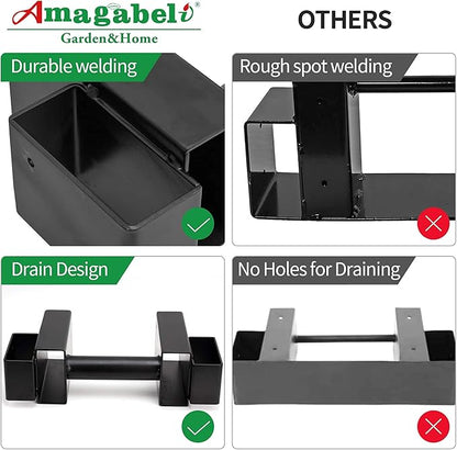 AMAGABELI GARDEN & HOME Set of 2pack Firewood Rack Brackets Outdoor Heavy Fireplace Wood Storage Holder Kit Adjustable to Any Length Height Fireplace Lumber Wood Rack Pile Stacker Steel Black