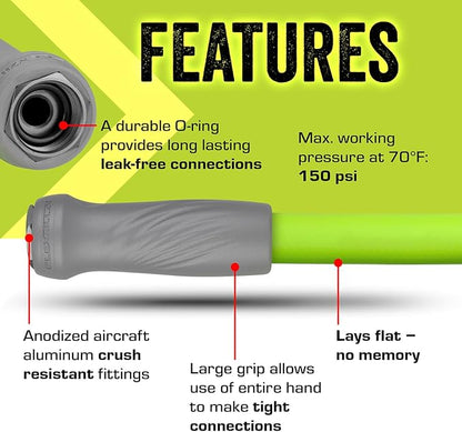 Flexzilla Garden Hose with SwivelGrip, 5/8 in. x 100 ft., Lightweight All-Weather Water Hose, Durable and Flexible, Leak-Free Connections