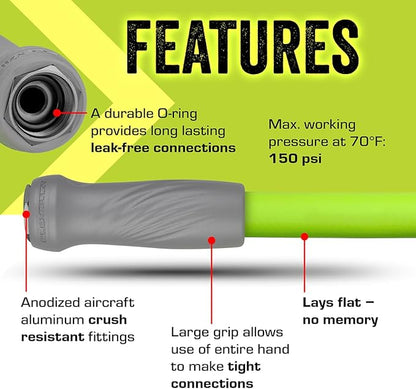 Flexzilla Garden Lead-in Hose with SwivelGrip, 5/8 in. x 3 ft., Lightweight All-Weather Water Hose, Durable and Flexible, Leak-Free Connections