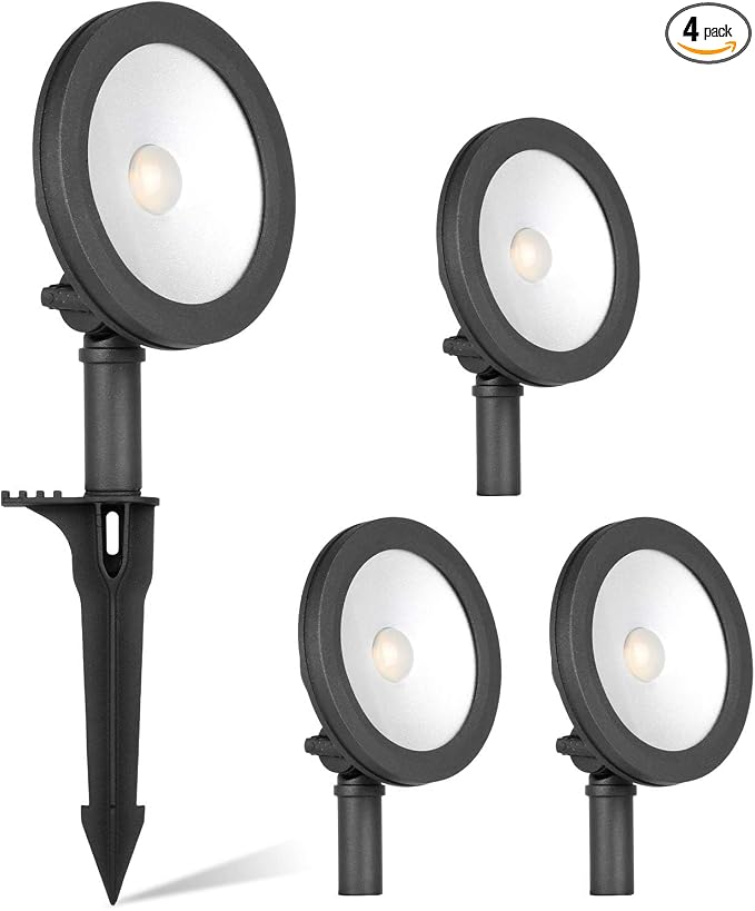 hykolity Low Voltage LED Landscape Wall Wash Light, 7.4W 430LM 12V-15V Wired Outdoor LED Spotlight, 50 Watt Equivalent Landscaping Lights for Tree Building, Die-cast Aluminum, 4 Pack