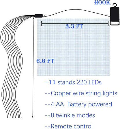4 Pack 880 LED Battery Operated Firefly Bunch Lights, Remote Control Timer 8 Flashing Modes Copper Wire Waterfall Lights, Fairy Lights Waterproof for Christmas Patio Party Outdoor Decor (Warm White)