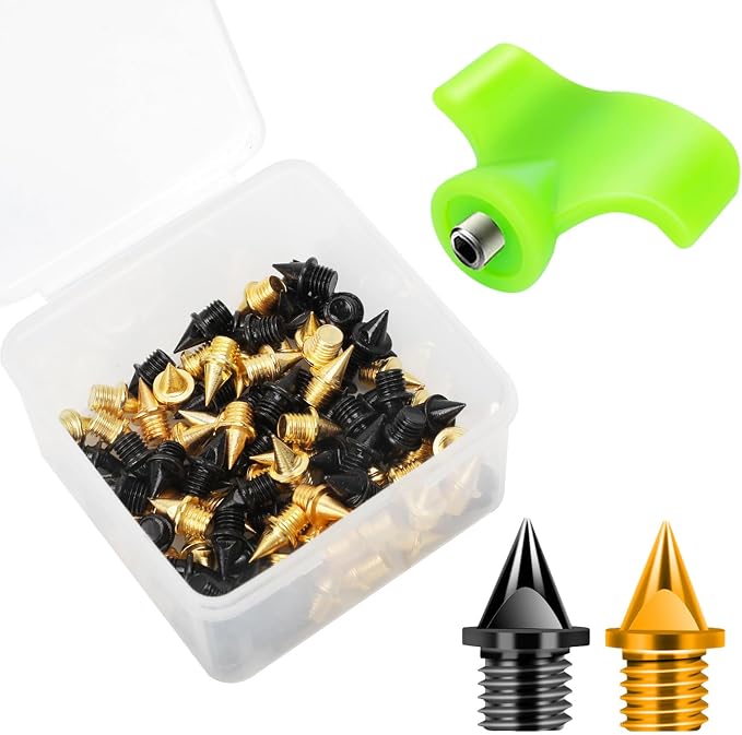 1/4 Inch Track Spikes, 100 Pieces Steel Track Shoe Spikes Replacements and Spike Wrench for Sports Running Track Shoes