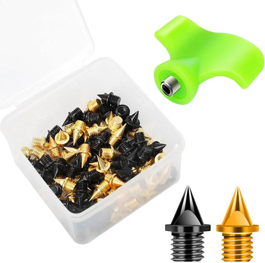1/4 Inch Track Spikes, 100 Pieces Steel Track Shoe Spikes Replacements and Spike Wrench for Sports Running Track Shoes