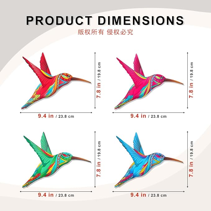 VOKPROOF Metal Hummingbird Wall Decor,Outdoor Fence Art Decoration,Hanging Decorations for Garden,Yard,Patio Balcony