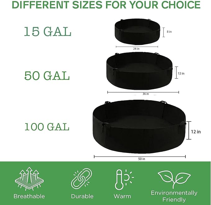 ZtohPyo 15 Gallon Plant Grow Bags, Round Fabric Raised Garden Beds Planter Pots with 2 Handles,Durable Breathe Cloth Planting Bed Gardening Container to Grow Vegetables for Outdoor Plants