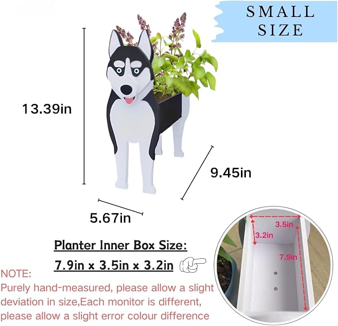 Siberian Husky Dog Planter Plant Pots,Cute Dog Flower Planter,Gifts for Pet Lovers,Unique Animal Plant Pots,Office,Indoor Outdoor Garden Decor(9.45 * 5.67 * 13.39in)