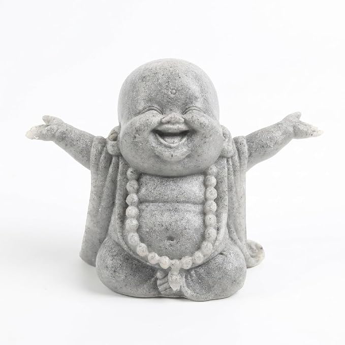 Laughing Buddha Statue, Sandstone Figurine for Aquarium Zen Decor | Laughing Buddha sandstone figurine with a cheerful design for aquarium decor, bonsai displays, and minimalist zen spaces
