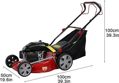 Lawn Mower Gas Powered, Gas Mower with 50l Grass Bag Big Wheels, 141cc 3-in-1 Cordless Gas Engine Mowers with 20" Blade, Self Propelled Walk-Behind Push Mower for Hills 2850RPM (Upgraded 01)