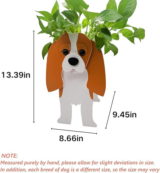 Brown King Cavalier Dog Planter Pots, 9.45 x 8.66 x 13.39 in | Dog Flower Pot, Cute Animal Shaped Plant Pot, Gifts for Women & Pet Lovers, Indoor Outdoor Garden Home Office Decor