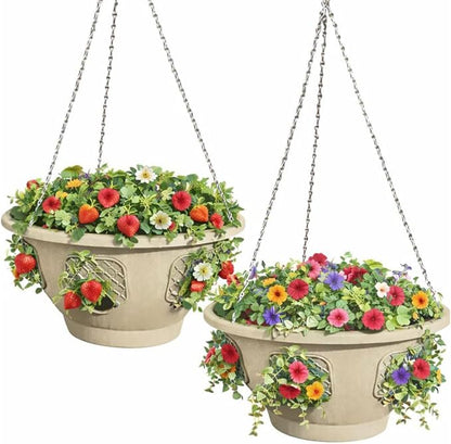 Ultimate Hanging Baskets - Strawberry, Tomato, Flower, and Herb Outdoor Planters - Use Garden Pots for Growing Plants Outside On A Deck, Fence, or Balcony (10, Desert Sand)