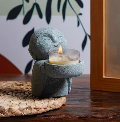 livelyfish Japanese Monk Statue Praying Zen Sandstone 3pcs Buddha Statues Asian Garden Sculpture for Wealth Good Luck FIish Tank Aquarium Decor, B