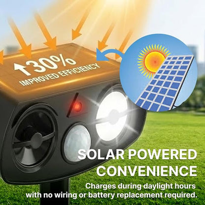 AWISH Solar Ultrasonic Animal Repeller Outdoor, Motion Sensor, 2 Pack | 40 ft Detection Range, LED Strobe, IP65 Waterproof, Deer, Rabbit, Squirrel, Raccoon, Yards, Gardens, Farms