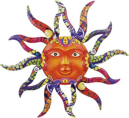 VEWOGARDEN Sun Outdoor Wall Decor, 29" Waterproof Large Metal Wall Art for Home Outside Patio Garden Fence Decorations, Colorful