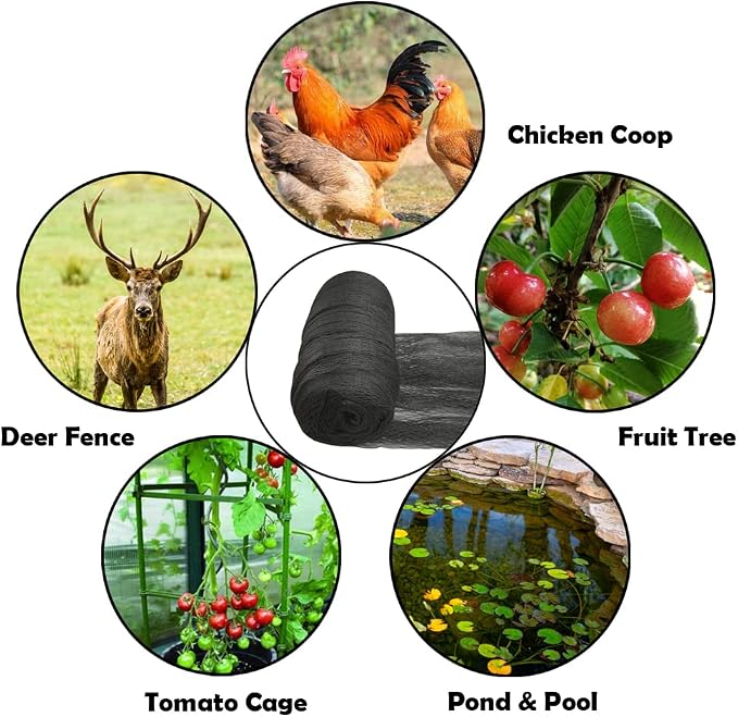 Meanchen Bird Netting 7.5x100 Ft, 1/2 in Mesh Heavy Duty Garden Netting for Plants, Fruit Trees, Vegetables, Extra Strong Woven Mesh Netting Against Birds, Deer, Poultry for Chicken Coop