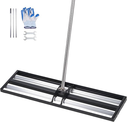 VEVOR Updated Lawn Leveling Rake with Roller, 36" x 10" Stainless Steel Lawn Leveler with 83.9" Adjustable Handle, Heavy Duty Yard Leveling Rake, Effort Saving Lawn Leveling Tool for Yard Golf Court