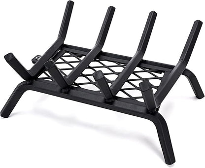 INNO STAGE Fireplace Grates with Ember Retainer - 14 Inch Fireplace Log Grate, Firewood Wood Log Holder Rack,Inside Wrought Cast Iron Fire Grate for Hearth Indoor Outdoor Camping