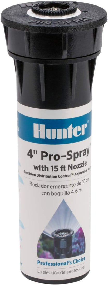 Hunter Pro 4" Pop Up Sprinkler Head, Adjustable 0°–360° Spray Pattern, 8'–15' Coverage, In-Ground Lawn Irrigation System, Sprinkler Head for Yard and Garden