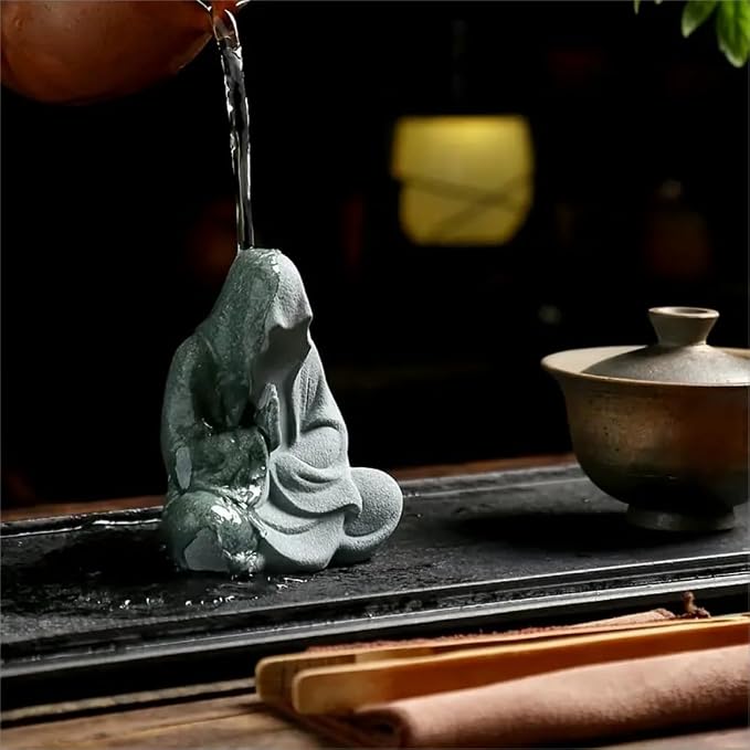 livelyfish Aquarium Buddah Statue Sandstone Zen Buddha Sculptures for Garden Fish Tank Home Decorations (2)