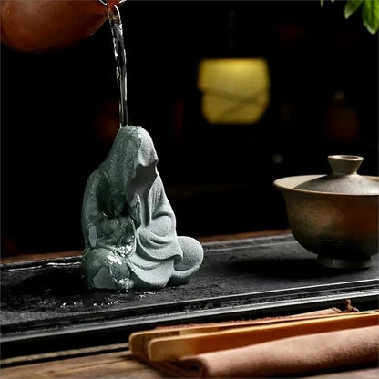 livelyfish Aquarium Buddah Statue Sandstone Zen Buddha Sculptures for Garden Fish Tank Home Decorations (2)