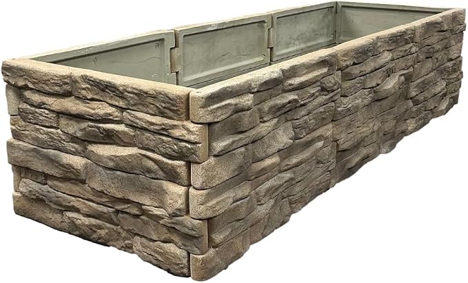 Raised Garden Bed Outdoor Tan/Brown Ledgestones Composite Polyurethane Natural Look Stone Garden Planter Box (6 Panel Pack)