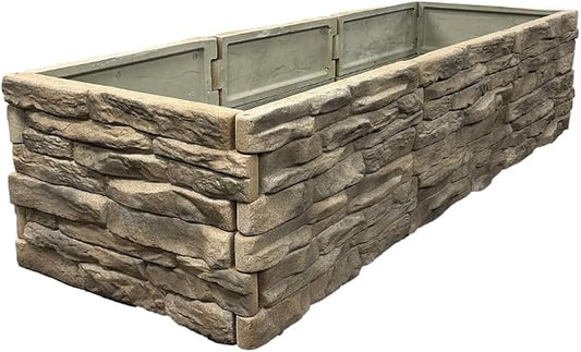 Raised Garden Bed Outdoor Tan/Brown Ledgestones Composite Polyurethane Natural Look Stone Garden Planter Box (6 Panel Pack)
