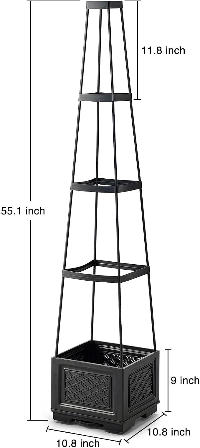 Tomato Planter with Wheels, 57" Self Watering Raised Garden Bed with Tomato Cage & Trellis for Light Climbing Plants, Cherry Tomatoes, Clematis, Herbs, Indoor & Outdoor Gardening for Patios, 1 Pack