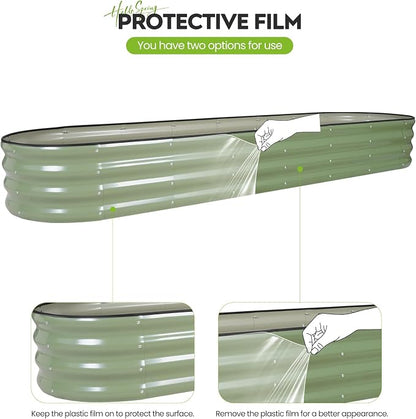 Galvanized Raised Garden Bed 1 Pack, 8x2x1ft Oval Metal Planter Box Outdoor with Support Rods & Corner Protection, Planter Beds for Vegetables, Fruits, Flowers (OliveGreen)