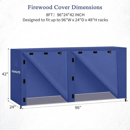 8ft Firewood Rack Cover, Waterproof Heavy Duty 600D Oxford | Storage Wood Rack Cover for Patio, Yard, Indoor and Outdoor Use(Cover Only, Rack Not Included)