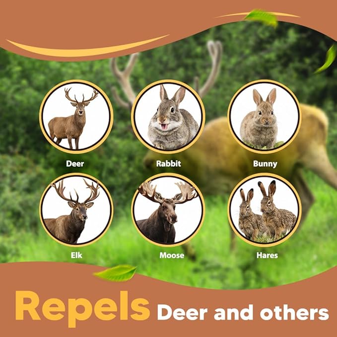 Deer Repellent for Plants, Rabbit Repellent Outdoor, Deer and Rabbit Repellent for Plants, Garden, Trees, Deer Away Safe for People, Pets and Plants, Lasts Up to 60 Days 8 Packs