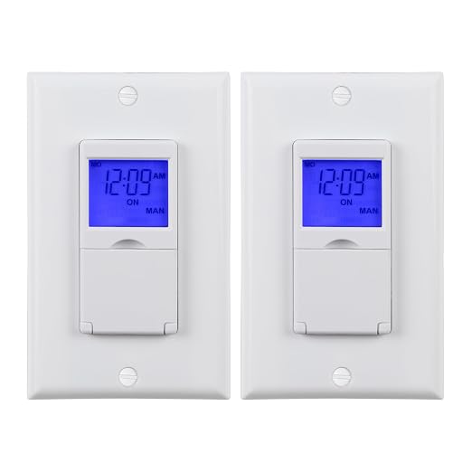BN-LINK 7 Day Programmable in-Wall Timer Switch for Lights, Digital Light Switch Timer Indoor, Single Pole and 3 Way (Compatible with SPDT) Both Use, Neutral Wire Required, Blue Backlight, ETL Listed