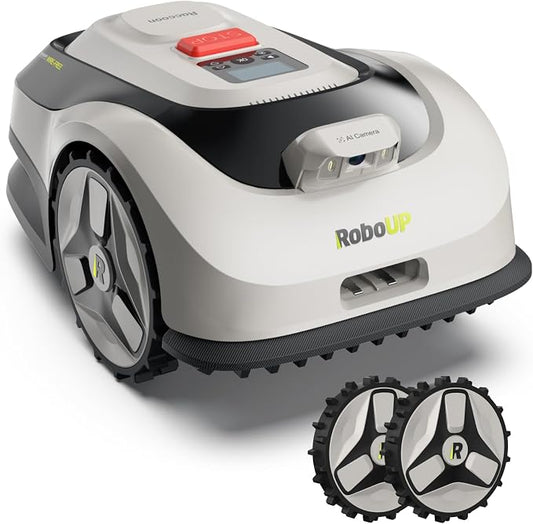 Raccoon 2 SE Robot Lawn Mower with Replaceable Front Wheels, Auto Mapping Robotic Lawnmower for 0.15 Acre with APP Control, Vision Navigation, 20°Slope, Ideal Robot Mower for Small Lawns