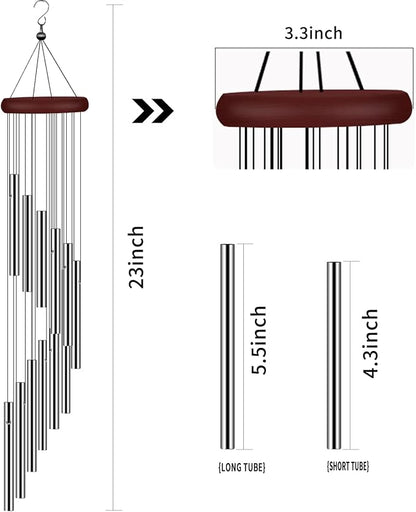 Wind Chimes for Outside, Sympathy Wind Chimes Outdoor Clearance with 12 Aluminum Alloy Tubes and Hook, Memorial Wind Chime Gift Decoration for Home, Patio, Garden, Outdoor