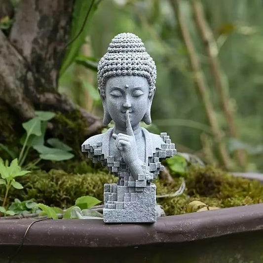 livelyfish Meditating Buddha Statue Zen Garden Statues Sandstone Thinker Buddha Sculpture Figurine for Fish Tank Aquarium Home Decorations, Gift (D)