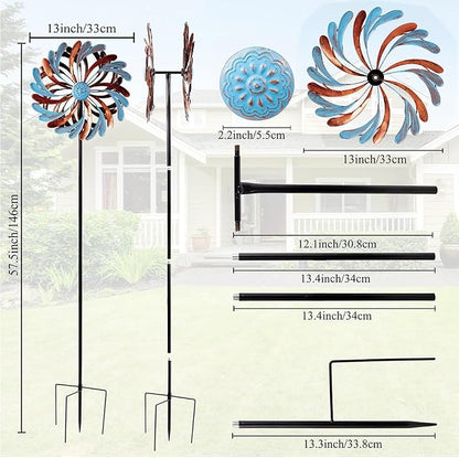 Viveta Wind Spinner for Yard and Garden, Metal Windmill Spinning | Kinetic Wind Spinners for Outside Yard Patio Lawn Decor ,13”D*57.5“H