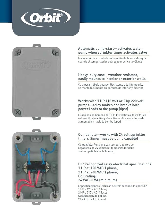Orbit 6-Pack Sprinkler Pump Relay, Well Pump, Irrigation System Pump Start - 57009