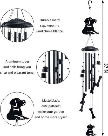 Dog Wind Chimes for Outside, Metal Windchimes Outdoors Clearance with 4 Aluminum Tubes, Garden Patio Yard Home Decor, Dog Gifts for Pet Lovers Women Men Mom Grandma, Unique Festival Birthday Gift