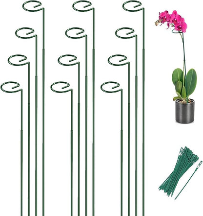 12 Pack 36 Inch Plant Support Stakes for Outdoor Plants and Indoor Flowers | Includes 24 Twist Ties, Sturdy metal, Rust-proof, Adjustable height, Supports Hibiscus,Sunflower,Hydrangea,Tomato,and more