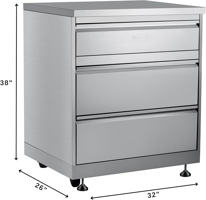 KoolMore 32 in. Stainless-Steel Outdoor Kitchen Cabinet with Three Drawers (KM-OKS-CAB3)