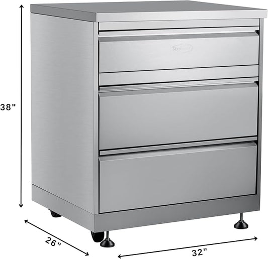 KoolMore 32 in. Stainless-Steel Outdoor Kitchen Cabinet with Three Drawers (KM-OKS-CAB3)