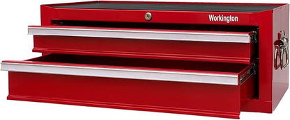 Workington Industrial 2 Drawers Portable Metal Intermediate Box, 26" Middle Tool Chest Cabinet with Ball Bearing Drawer Slides, Steel Tool Storage Box Organizer 4008 Red